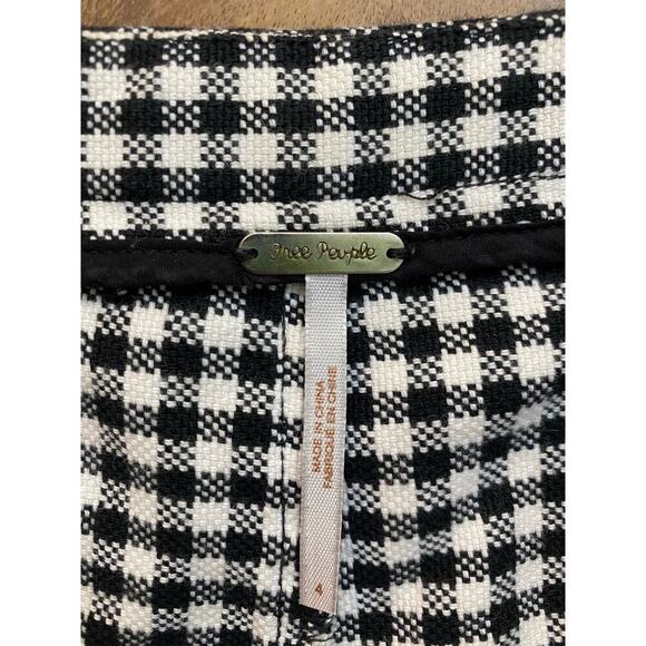 Free People White Black Gingham Pattern Skinny Pants Size 4 - Picture 4 of 6
